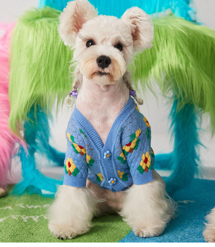 Small Flower Dog Sweater Cardigan for Pets