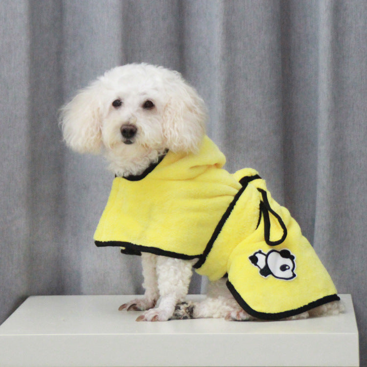 Quick-Dry Coral Fleece Pet Bathrobe with Embroidery