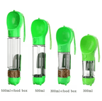 3-in-1 portable dog water bottle and food dispenser in vibrant colors for outdoor use