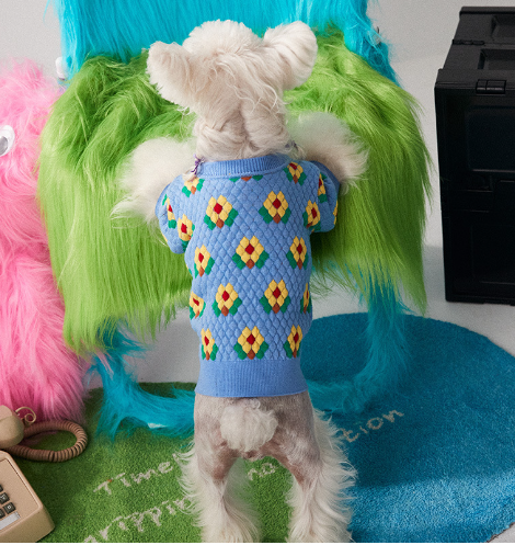 Small Flower Dog Sweater Cardigan for Pets
