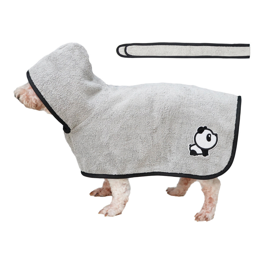 Quick-Dry Coral Fleece Pet Bathrobe with Embroidery