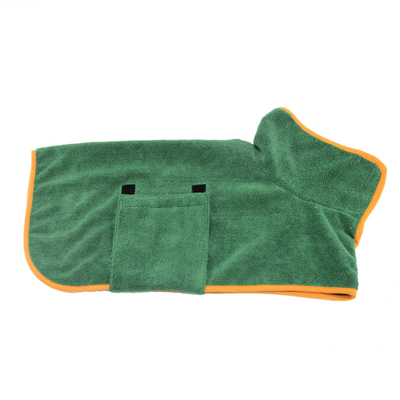 Quick-Dry Coral Fleece Pet Bathrobe with Embroidery