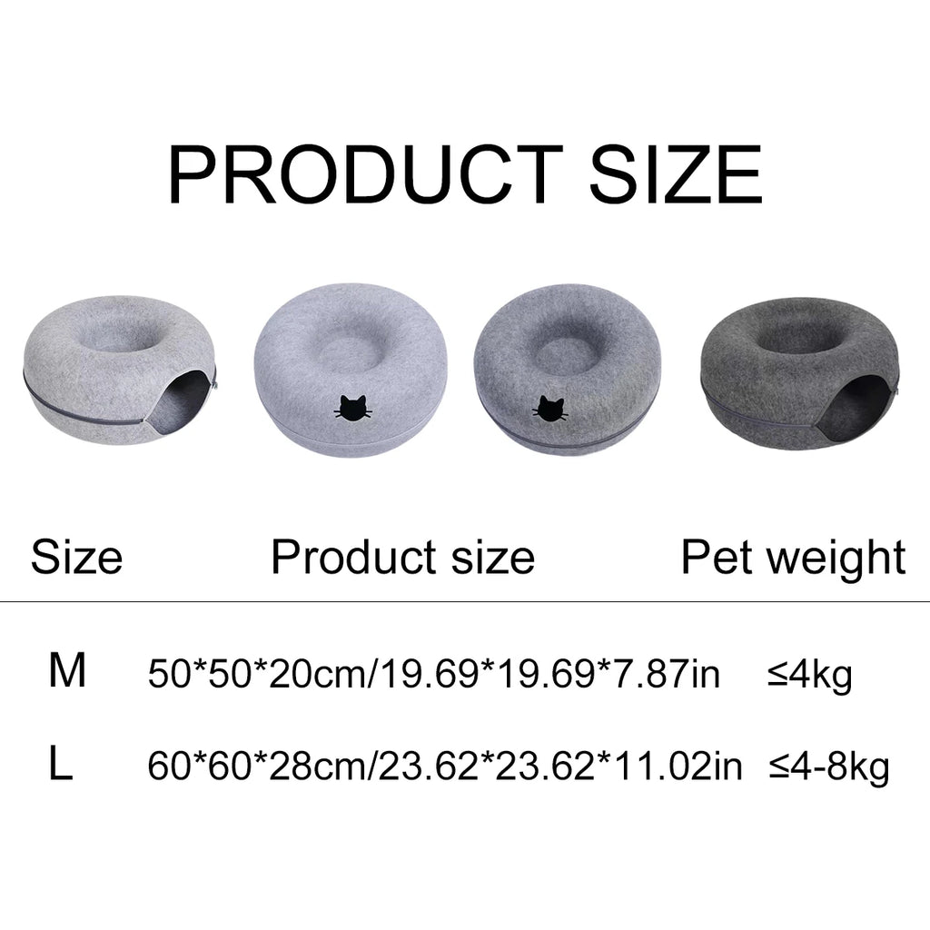 Felt Donut Cat Tunnel Bed