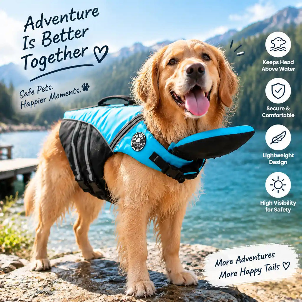 Dog Life Jacket - Adjustable Safety Swimming Vest for Dogs