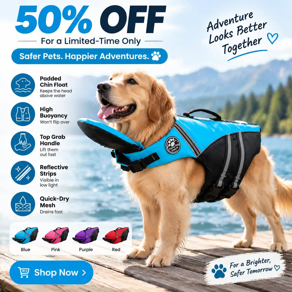 Dog Life Jacket - Adjustable Safety Swimming Vest for Dogs