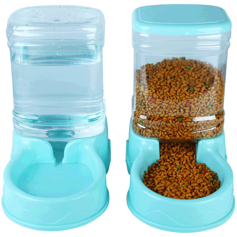 Automatic pet feeder and water dispenser set for cats and dogs