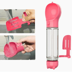 3-in-1 portable dog water bottle and food dispenser in vibrant colors for outdoor use