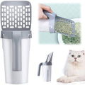 Cat litter scoop with attached waste bin and trash bag holder