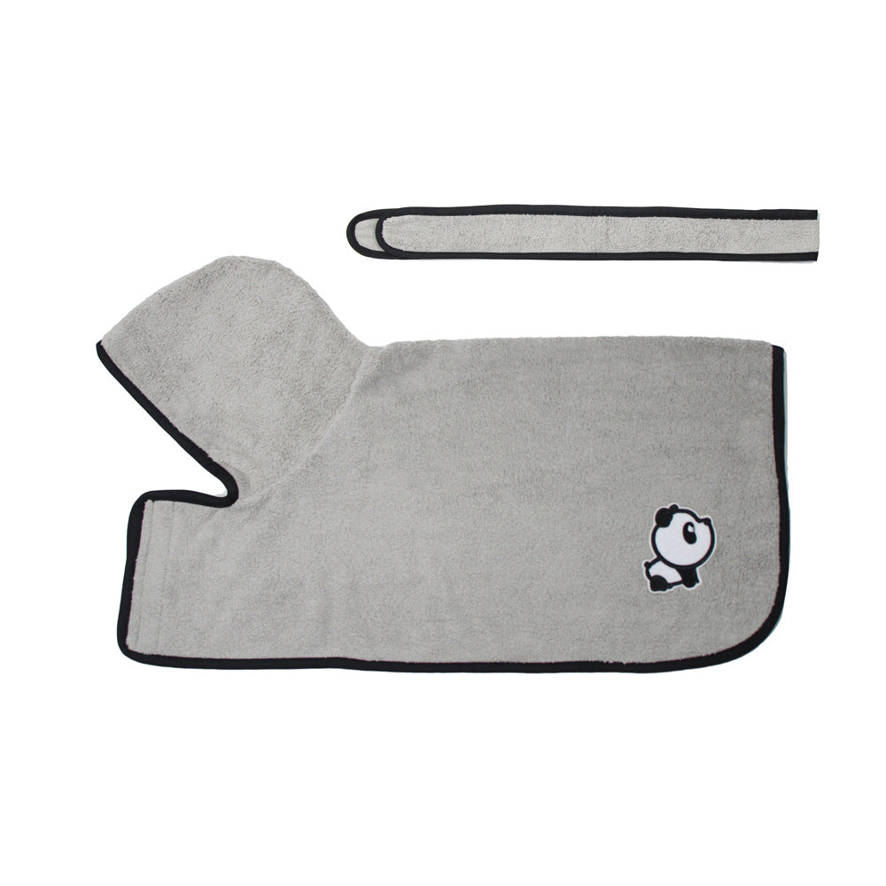 Quick-Dry Coral Fleece Pet Bathrobe with Embroidery