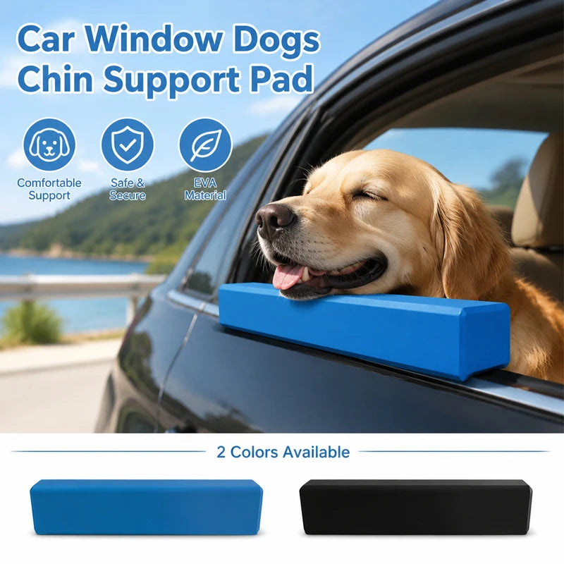 Soft plush dog car window chin rest pad attached to door