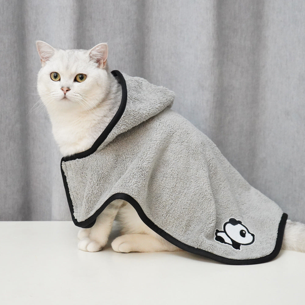 Quick-Dry Coral Fleece Pet Bathrobe with Embroidery