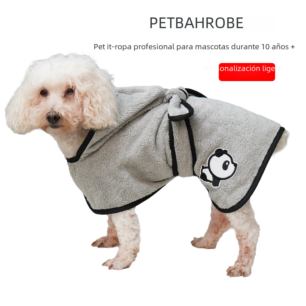 Quick-Dry Coral Fleece Pet Bathrobe with Embroidery