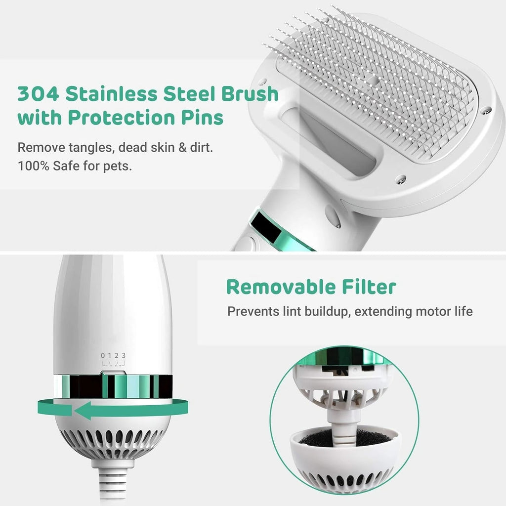 Low noise pet hair dryer brush drying wet dog fur after bath