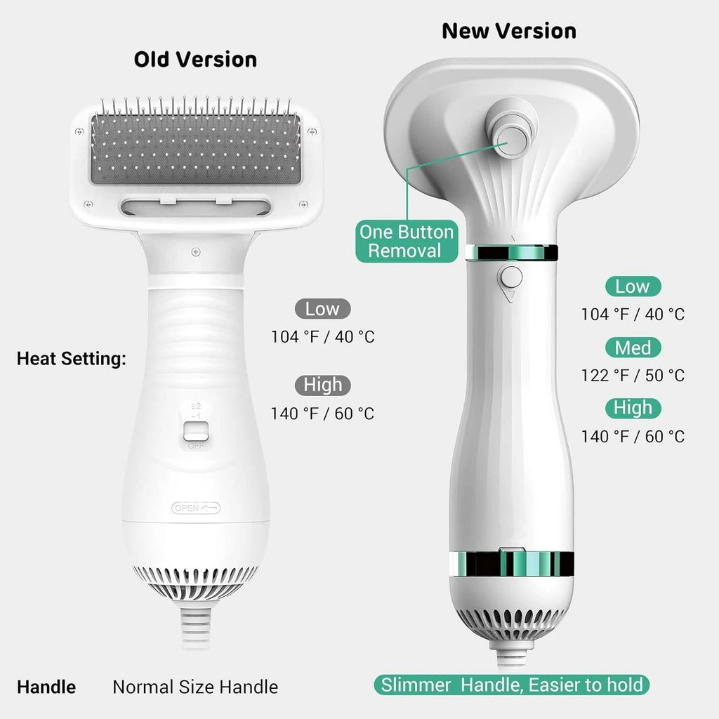 Electric 2 in 1 pet grooming dryer and slicker brush for dogs and cats